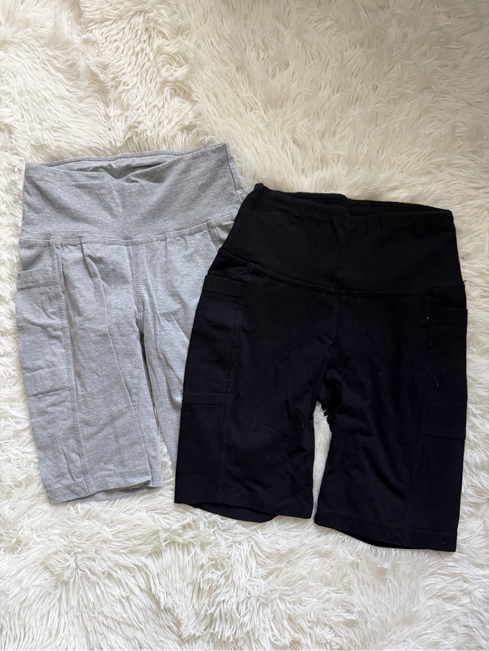 High-Waist Active Bike Shorts - Black & Light Gray